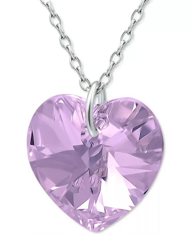 Photo 1 of Crystal Heart Crystal 18" Pendant Necklace in Sterling Silver. Let the sparkle of romance define your look with this Swarovski crystal heart pendant necklace. Set in sterling silver - Approx. length: 18"; approx. drop: 5/8" - Spring ring clasp closure; ca