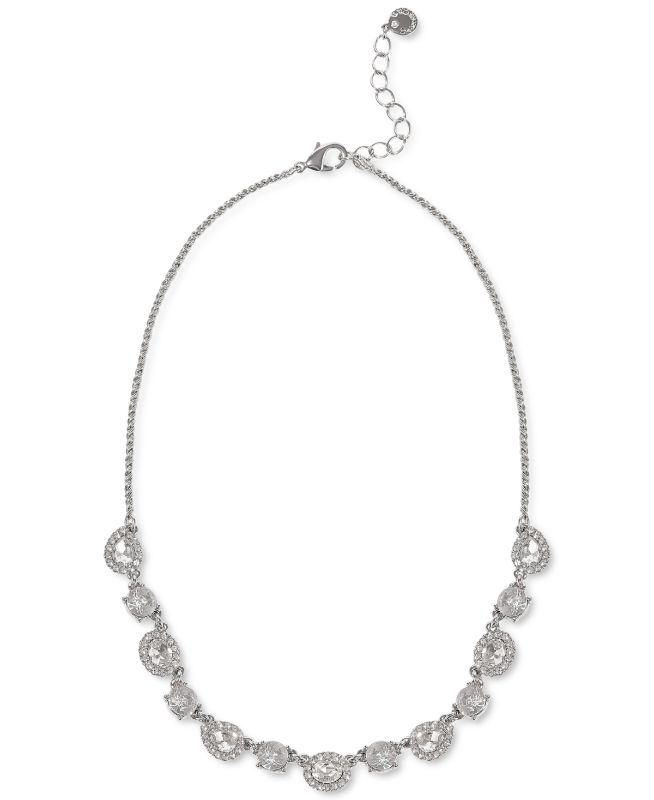 Photo 1 of Charter Club Silver-Tone Mixed Crystal Statement Necklace, 17" + 2" extender. Charter Club lines up an exquisite crystal mix on this wonderfully stunning statement necklace. Set in silver-tone mixed metal; glass. Approx. length: 17" + 2" extender; approx.
