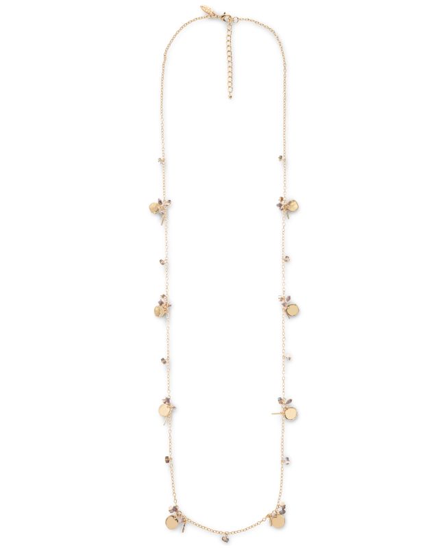 Photo 1 of Style & Co Gold-Tone Shaky Bead & Disc Long Strand Necklace, 42" + 3" extender.