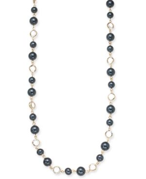 Photo 1 of Charter Club Gold-Tone Crystal & Colored Imitation Pearl Strand Necklace, 42" + 2" extender.