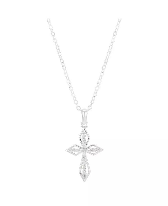 Photo 1 of Gratitude Grace Silver Plated Crystal Cross Pendant Necklace - A classic crystal cross makes the perfect statement from Gratitude Grace.
Fine Silver Plated - Approx. length: 16+2" extender - Spring Ring