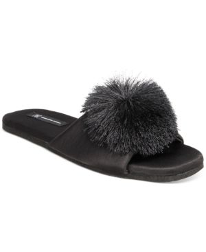 Photo 1 of Size 5/6 - Inc International Concepts Women's Satin Pom Pom Slide Slippers, Created for Macy's