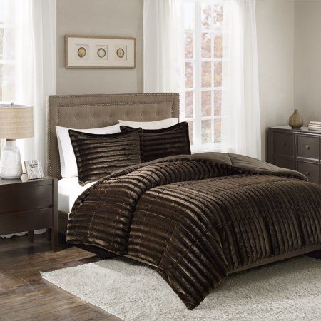 Photo 2 of KING / CAL KING Madison Park Duke Reversible Comforter Sets.  Add glamor and style to your home with the Madison Park Duke faux fur comforter set. Made from a super soft faux fur, the comforter provides supreme warmth and comfort. The set includes 2 shams