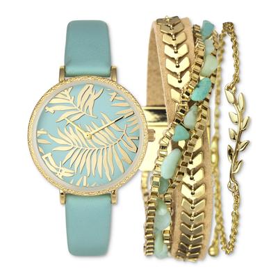 Photo 1 of INC International Concepts Women's Blue Faux-Leather Strap Watch 36mm & 2-Pc. Bracelet Set, Created for Macy's