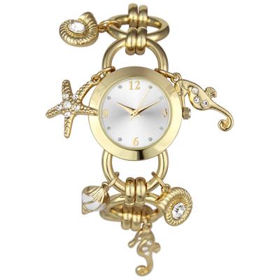 Photo 1 of Charter Club Women's Gold-Tone Mixed Metal Sea Life Charm Bracelet Watch, 27mm, Created for Macy's