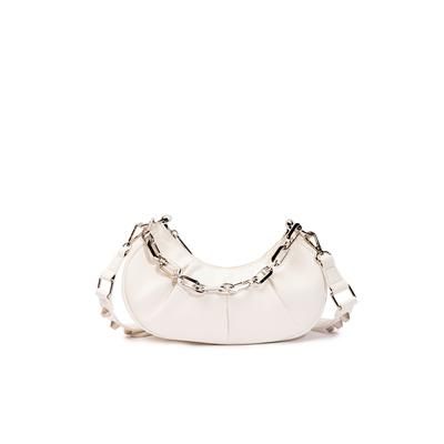 Photo 1 of Women's Devyn Crossbody Shoulder Bag - White. Our Devyn white shoulder bag is the wardrobe staple you can pair with any look It's silver-tone detailing makes it the perfect chic piece to take out on the town. Material and trim- 100% polyester, lining- 100