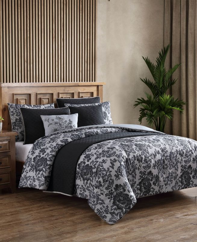 Photo 1 of HALLMART COLLECTIBLES Marilyn 8-Pc. Full/Queen Comforter and Coverlet Set. Create a layered look in your bedroom with the Marilyn comforter and coverlet set, featuring a textured floral design. Set includes: comforter (90" x 90"), coverlet (86" x 86"), 4 