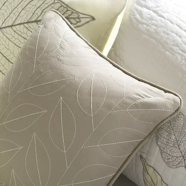 Photo 1 of King / Cal King Home Essence Marissa Printed 6 Piece Quilted Coverlet Bedding Setn All Season, Breathable Coverlet Lightweight Bedding Set, Matching Shams, Decorative Pillow, King/Cal King(104"x94"), Leaf Yellow 6 Piece Leaf Yellow King/California King (1