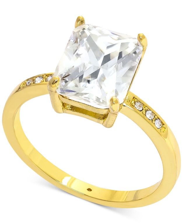 Photo 1 of Charter Club Gold-Tone Emerald-Crystal Engagement Ring, Created for Macy's SIZE 11