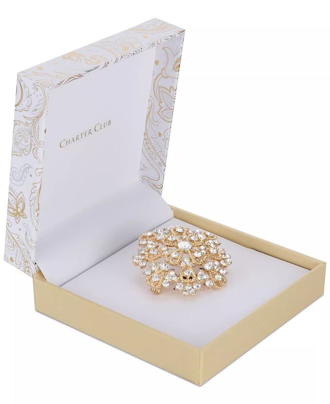 Photo 1 of Charter Club Gold-Tone Crystal Heart Cluster Pin, Created for Macy's