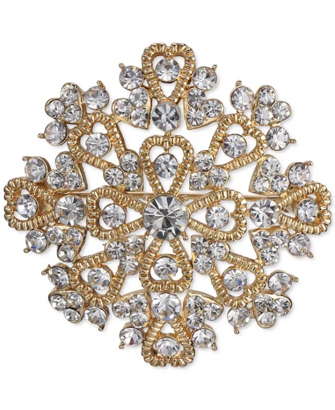 Photo 1 of Charter Club Gold-Tone Crystal Heart Cluster Pin, Created for Macy's