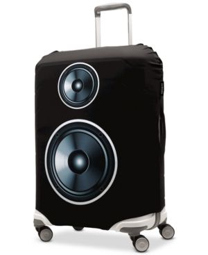 Photo 1 of Samsonite Speakers Medium Luggage COVER. Luggage not included! Your style comes through loud and clear with this Samsonite luggage cover, perfect for adding whimsy and practical flair to your medium suitcase. Exterior Approx. Dimensions: 26" x 19" x 0.12"