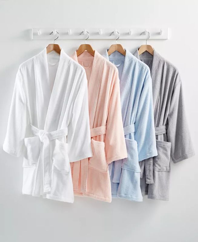 Photo 1 of WHITE Martha Stewart Collection Cotton Terry Bath Robe, Created for Macy's. One Size fits all!