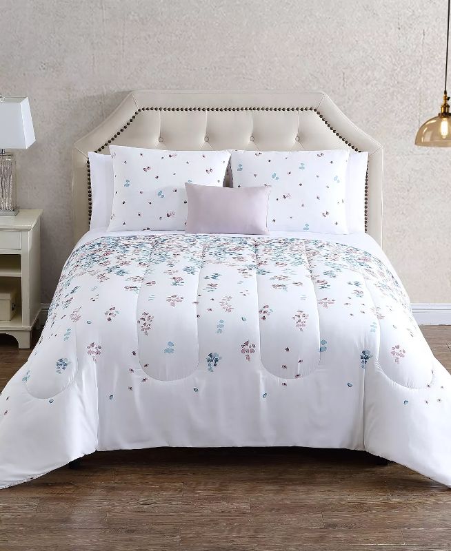 Photo 3 of KING HALLMART COLLECTIBLES Waterfall Floral Reversible 12-Pc. King Comforter Set. Add fresh style to your bedroom with the Waterfall Floral comforter set, featuring a reversible floral pattern. Each comforter set includes one set of blush sheets and one s