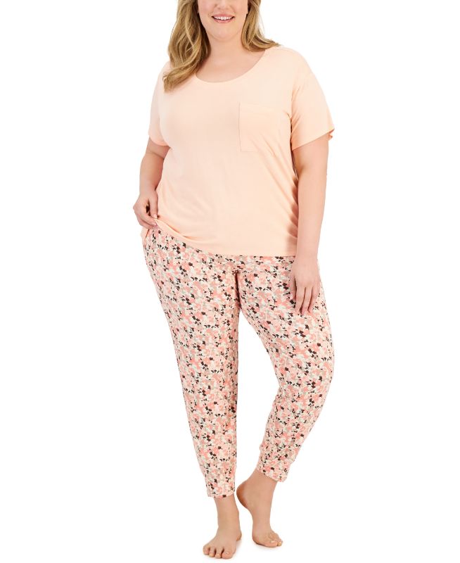 Photo 1 of SIZE 2 X - Alfani Plus Size Essentials Pajama T-Shirt, Created for Macy's - Tropical Peach