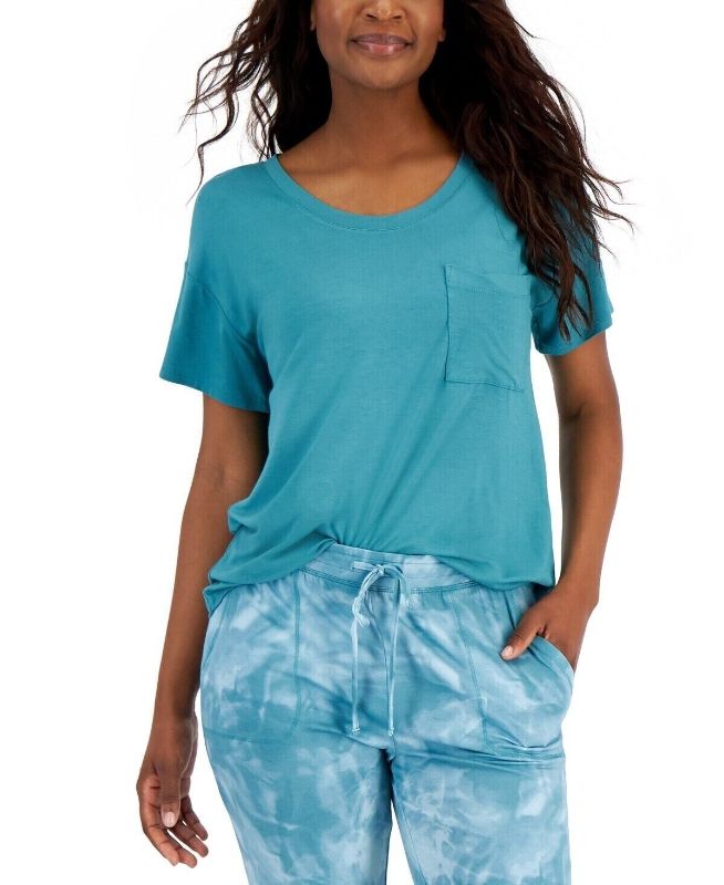 Photo 1 of XXLARGE  - Alfani Super Soft Scoop-Neck Pajama Top, Created for Macy's - Greenblue Slate