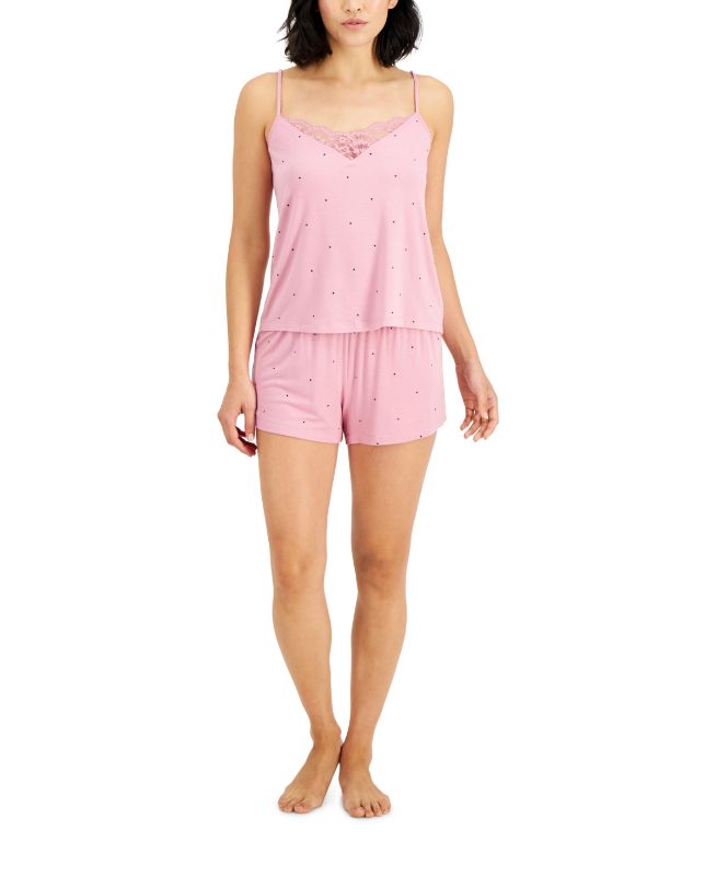 Photo 1 of SIZE XSMALL - Inc International Concepts up All Night Heavenly Soft Lace-Trim Cami & Shorts Pajama Set, Created for Macy's