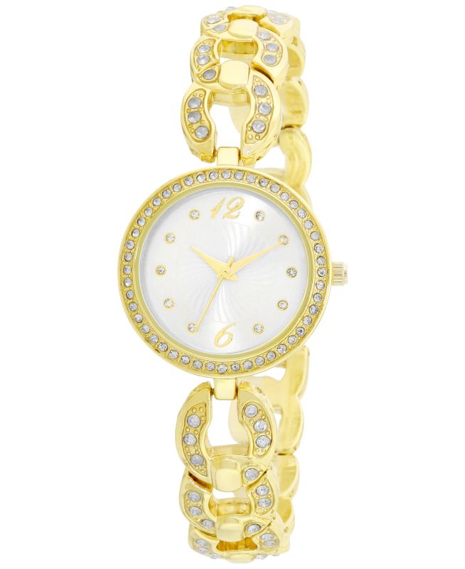Photo 1 of Charter Club Women's Gold-Tone Pavé Chain Link Bracelet Watch 31mm, Created for Macy's. Gift box included!