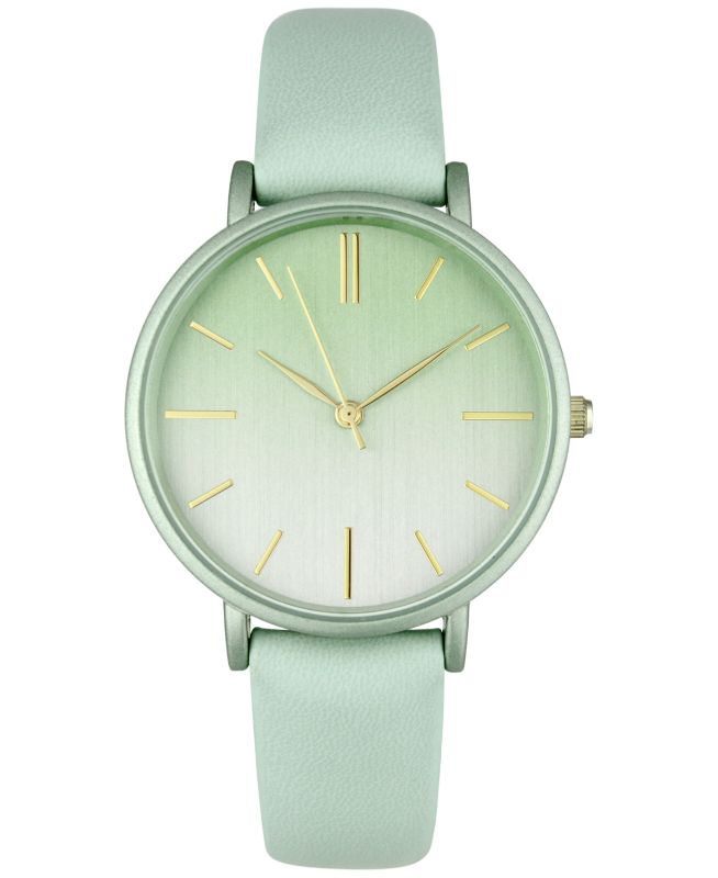 Photo 1 of INC International Concepts Women's Mint Green Faux-Leather Strap Watch 36mm, Created for Macy's. Gift box included