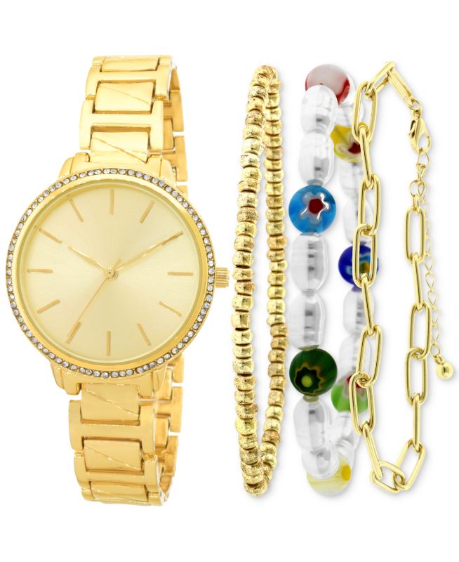 Photo 1 of INC International Concepts Women's Gold-Tone Bracelet Watch 35mm & 3-Pc. Bracelet Set, Created for Macy's. Gift Box Included!