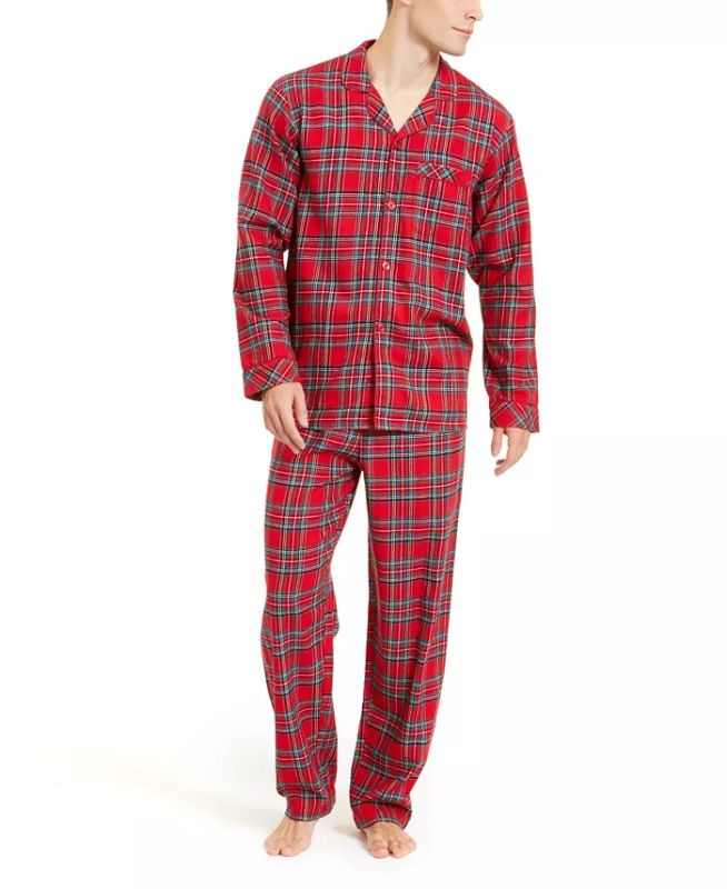 Photo 1 of SIZE MEDIUM - Matching Men's Brinkley Plaid Family Pajama Set, Created for Macy's. Family Pajamas keeps him classically festive in this soft cotton pajamas set. Search 'Family Pajamas Brinkley Plaid' to see matching styles for the whole family. Top: hits 