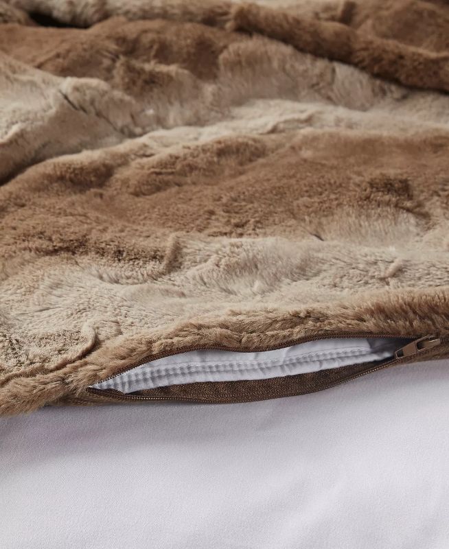 Photo 4 of BEAUTYREST Zuri Faux-Fur Weighted Blanket, 18lbs. 60 X 70. The Beautyrest Zuri weighted faux fur blanket provides luxurious comfort, while also making you feel safe and secure. This weighted blanket features a soft faux fur cover, for a glamorous look. Pr