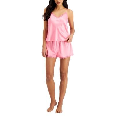 Photo 1 of SIZE LARGE - Lace-Trim Cami & Shorts Pajama Set, Created for Macy's. Super soft and totally adorable. Pretty lace trims INC International Concepts®' flirty cami and shorts pajama set. Top: hits at hip; lace trim; V-neck; pullover styling; adjustable spagh