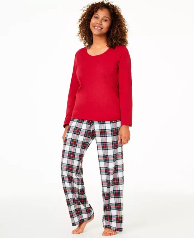 Photo 1 of SIZE SMALL - Matching Women's Mix It Stewart Plaid Family Pajama Set, Created for Macy's. Mix it up with this cozy pajama set from Family Pajamas with cozy classic plaid flannel pants and a matching knit top. Search 'Family Pajamas Stewart Plaid' to see m