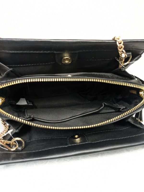 Photo 3 of ALFANI Dowel pleated faux-leather crossbody shoulder bag Color Black