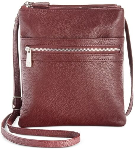 Photo 1 of GIANI BERNINI Dasher Pebble Leather Triple Zip Women's Crossbody Organizer -WINE