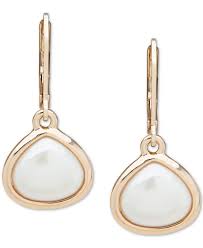 Photo 1 of Anne Klein Gold Tone Rose Quartz Stone Drop Earrings