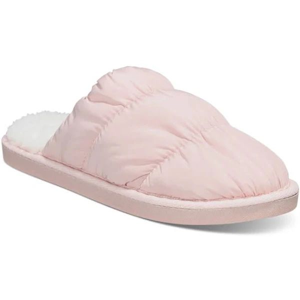 Photo 1 of SIZE L  (9-10) ALFANI Women's Puffer Slide Boxed Slippers Pink, Created for Macy's