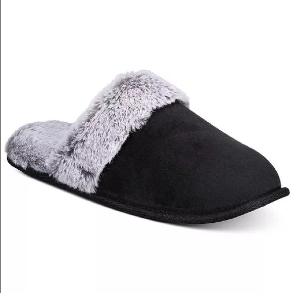 Photo 1 of SIZE L 9-10 CHARTER CLUB Memory Foam Slipper W/Faux-Fur Trim
