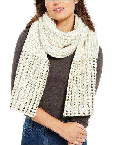 Photo 1 of DKNY Macy's Women's Flat-Stud Metallic Rib-Knit Chunky Scarf Gift Set Gold