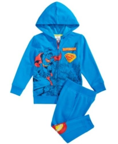Photo 1 of SIZE 4 Superman Boys Size 4 Methyl Blue Multi 2-Piece Zip Hoodie Jogger Set