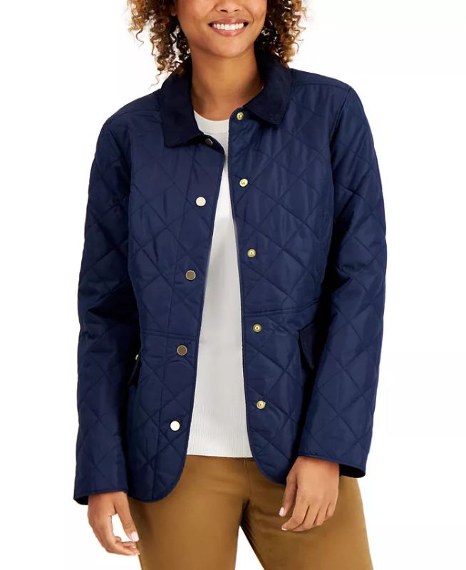 Photo 1 of SIZE S CHARTER CLUB Quilted Corduroy-Trim Jacket, Created for Macy's