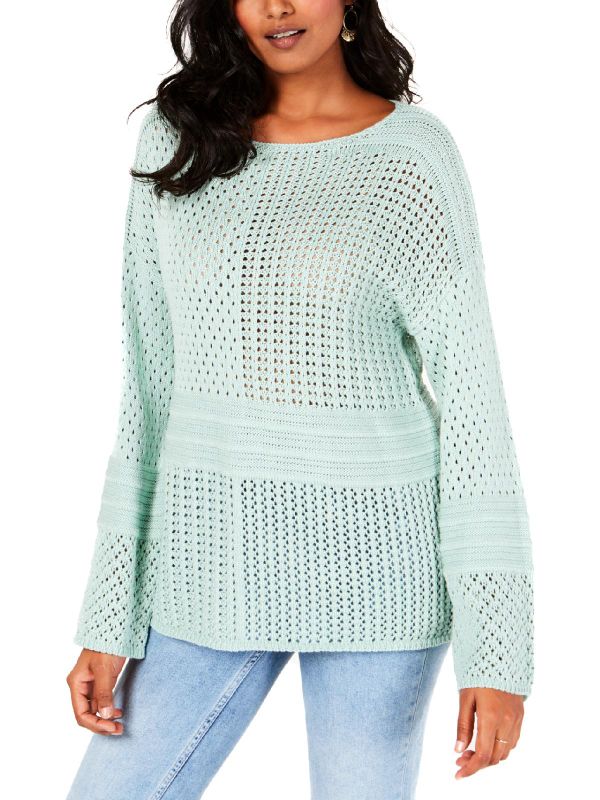 Photo 1 of SIZE M Style & Co. Women's Patchwork Stitch Sheer Pullover Sweater