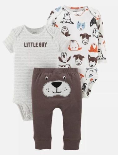 Photo 1 of 3 Months Carters Baby Boy Dog Little Guy 3-pc Set Two Tops w One Pant Outfit