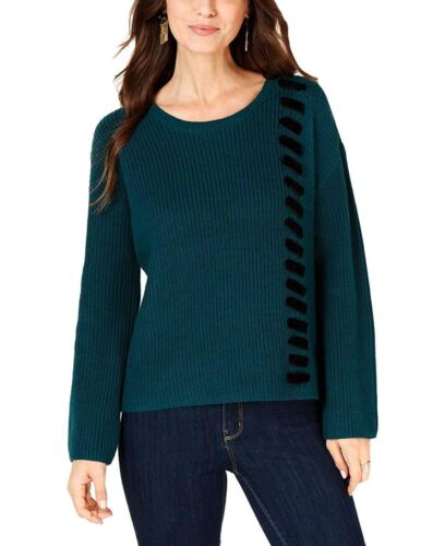 Photo 1 of SIZE XL Style & Co Sweater Velvet Laceup Pullover Green