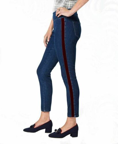 Photo 1 of SIZE 8 Charter Club Cambridge Skinny Ankle Jeans Pull On Burgundy Stripe 