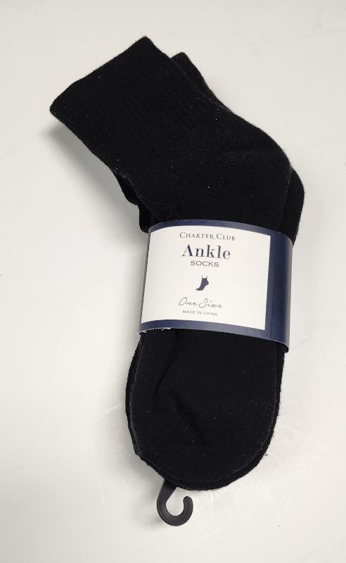 Photo 1 of CHARTER CLUB WOMEN'S ANKLE SOCKS BLACK 3 PAIR