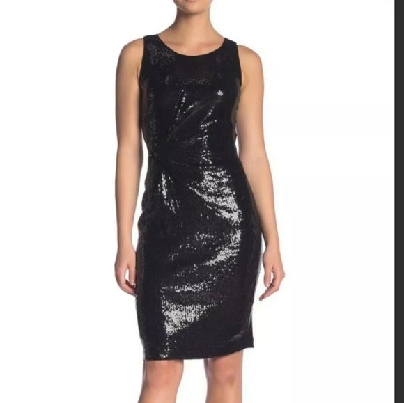 Photo 1 of SIZE 8 Taylor Women's Sleeveless Black Sequin Sheath Dress