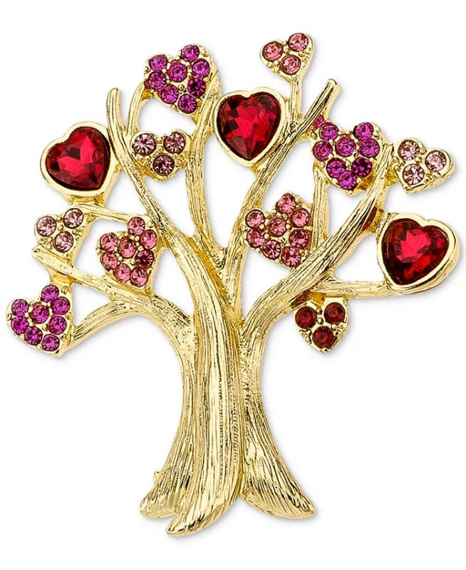 Photo 1 of Valentine day Gold-Tone Crystal Heart Tree Pin, Created for Macy's