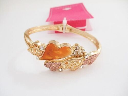 Photo 1 of Valentine's Day Valentine's Heart Gold-Tone Cuff Bracelet, Pave' Crystals
