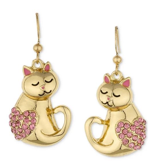 Photo 1 of VALENTINE DAY Charter Club Gold Tone Cat Drop Earrings
