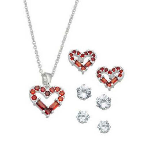 Photo 1 of Valentine's Day FINE SILVER PLATE AND CUBIC ZIRCONIA NECKLACE AND EARRING SET