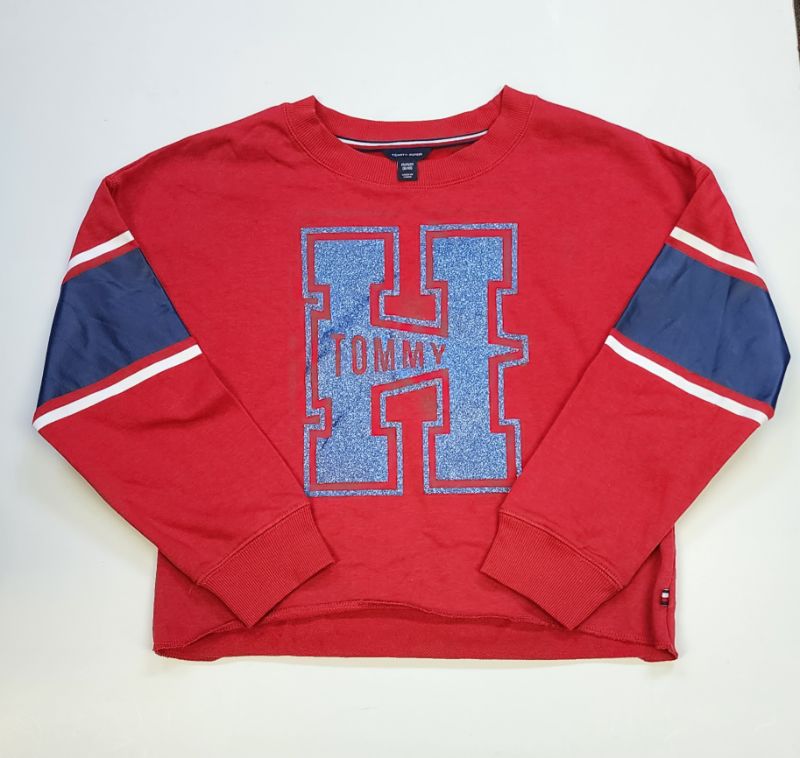 Photo 1 of SIZE GIRLS M (8-10) TOMMY HILFIGER LONG SLEEVE CROPPED PULLOVER- RED