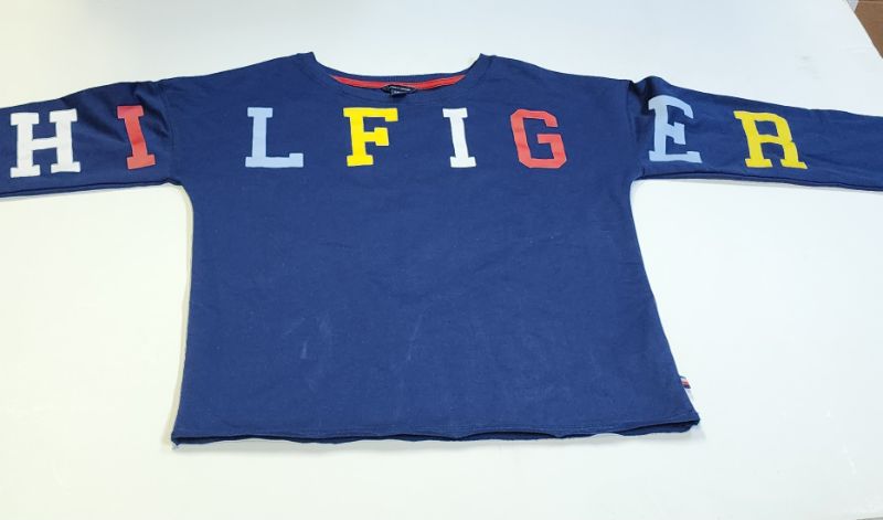 Photo 1 of SIZE GIRLS L (12-14) TOMMY HILFIGER LONG SLEEVE CROPPED PULLOVER- NAVY