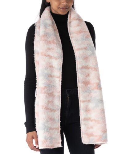 Photo 1 of Jenni Printed Sherpa Scarf Pink/Gray 