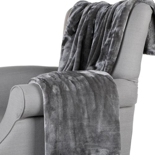 Photo 1 of  Luxury Solid Cozy Plush Velvet Throw Blanket, Gray 50x70 Inches